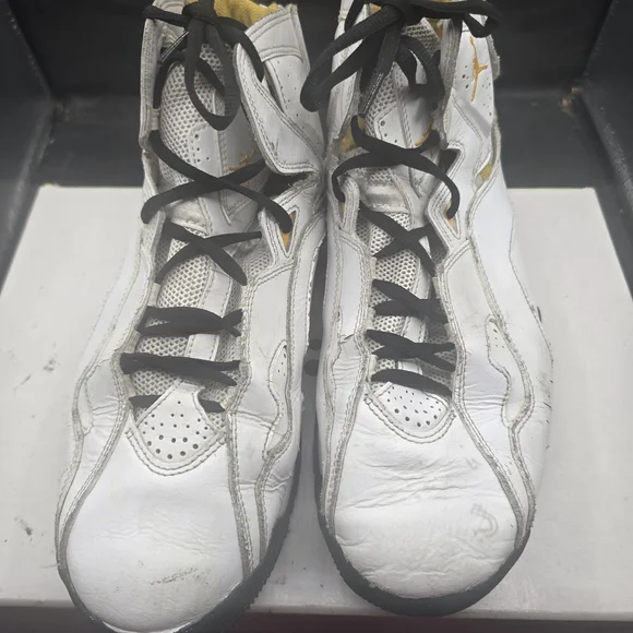 Jordan White and Gold Sneakers‎
