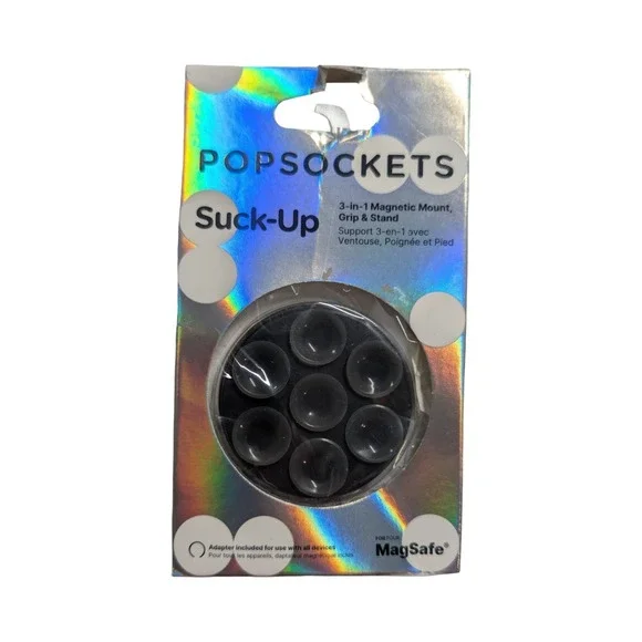5-P PopSockets Suck-Up Suction MagSafe Phone Grip & Stand - Black ⬇️