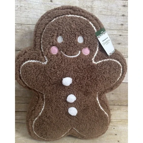 Kirklands Gingerbread Man Shaped Pillow‎ Christmas Seasonal Holiday Decor 18