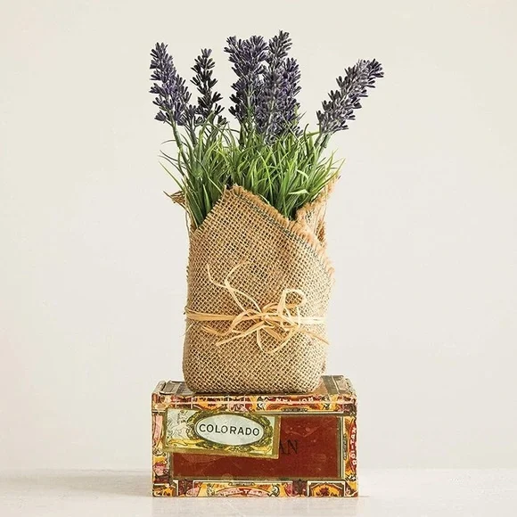 🪴Burlap Wrapped Faux Lavender Plant🪴