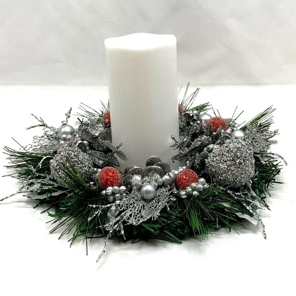 Holiday Floral Arrangement Centerpiece LED Candle Garland Christmas Decor