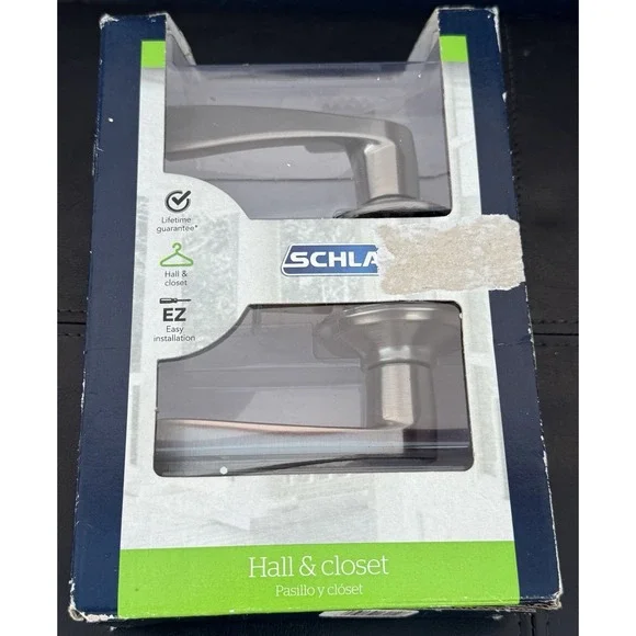 Schlage Hall & Closet Merano Lever Satin Nickel‎ F10 MER 619