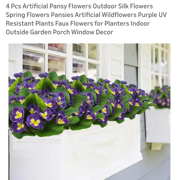 Artificial Pansy Flowers - Purple and Yellow