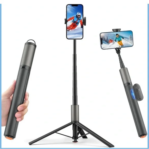 62” Inch Selfie Stick Tripod Auto Open Stand with magnetic remote-Open Box