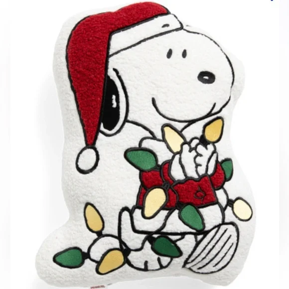 Snoopy Christmas Pillow with Santa Hat