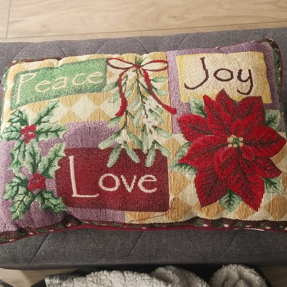 Vintage Peace Joy Love Tapestry Accent Pillow
