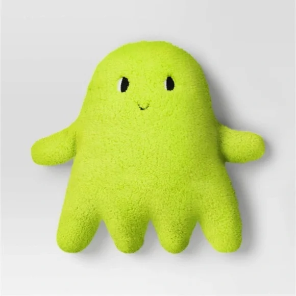 Ghost Shaped Faux Shearling Halloween Throw Pillow Green - Hyde & EEK! Boutique
