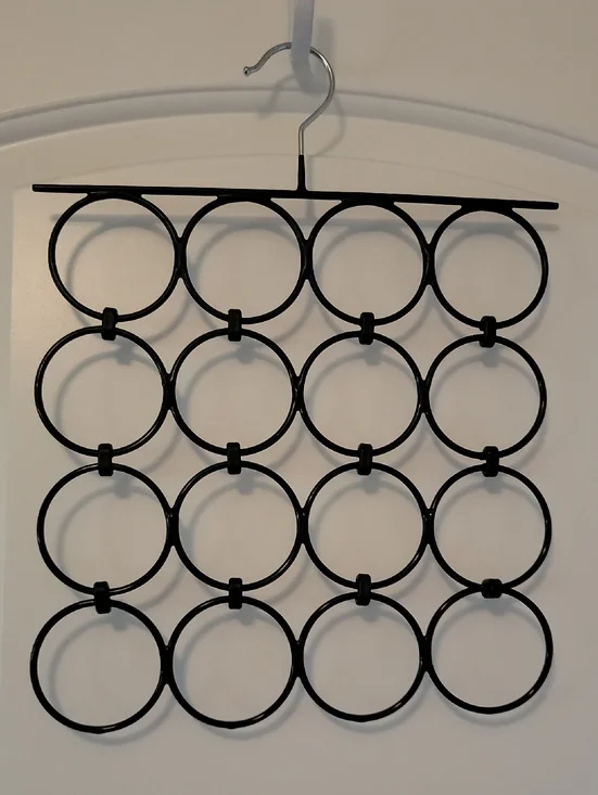 Black Multi-Ring Scarf & Tie Organizer