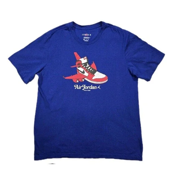 Mens Air Jordan First In Flight Short Sleeve T Shirt Blue XL Jordan 1s
