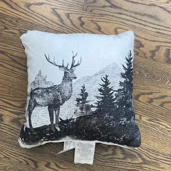 Black and White Deer Throw Pillow