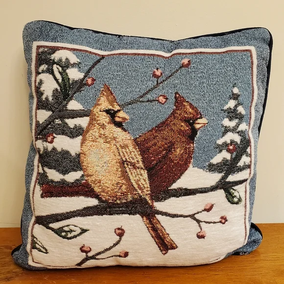 Tapestry Style Winter Scene Throw Pillow