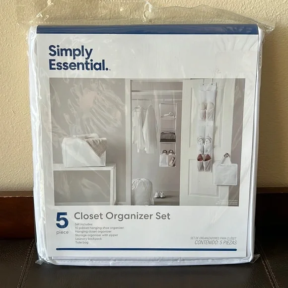 Simply Essential Closet Organizer 5 Piece Set in White - NWOT
