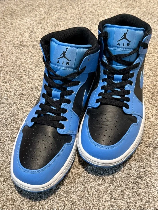 Air Jordan 1 Mid - Black and Blue University Mens 9.5