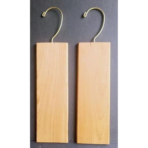 Wood Closet Freshners Essential Oils with Brass Hooks Hanging Natural Planks2 ct