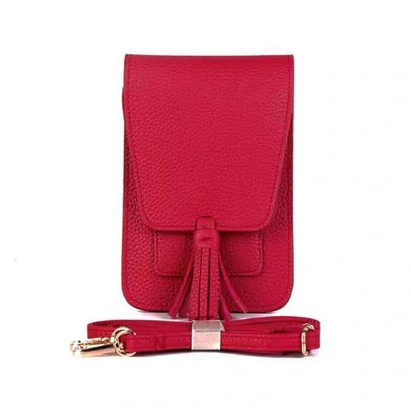 Vegan Leather Red Phone Wallet Bag