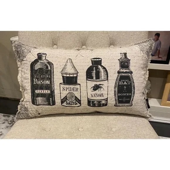 Cynthia Rowley Curious Halloween Apothecary Bottles Gothic Pillow 14 x 24