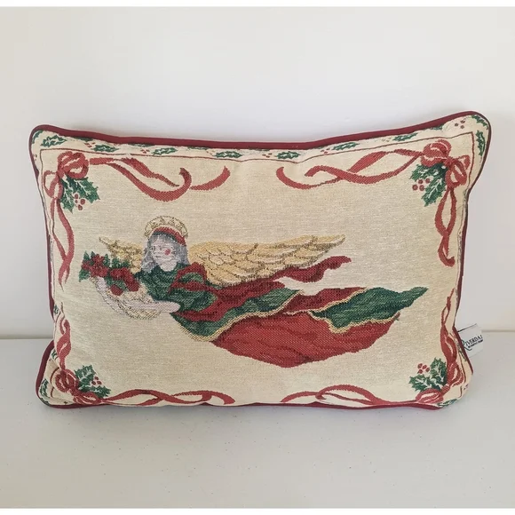 Riverdale Christmas Angel Tapestry Throw Pillow 16 X 10