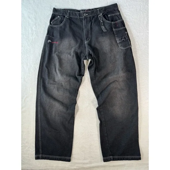 Vintage FUBU Collection Jeans Mens **42** Black Denim Baggy Carpenter‎ Hip Hop