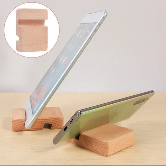 Wooden cell phone / tablet stand