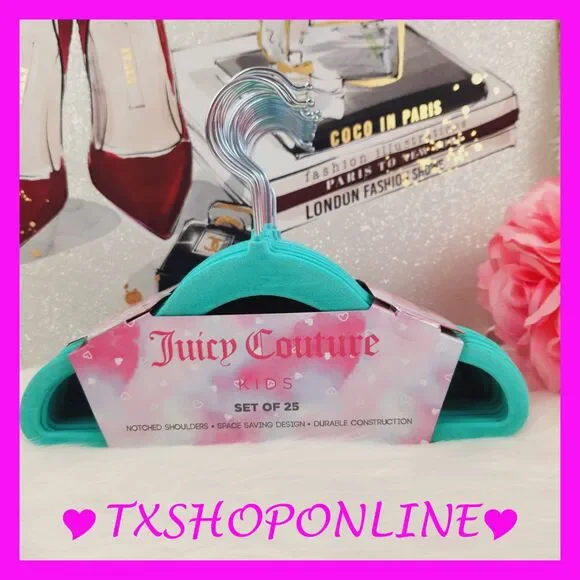 💗👗{Juicy Couture } KIDS Set of 25 velvet hangers👗💗NEW