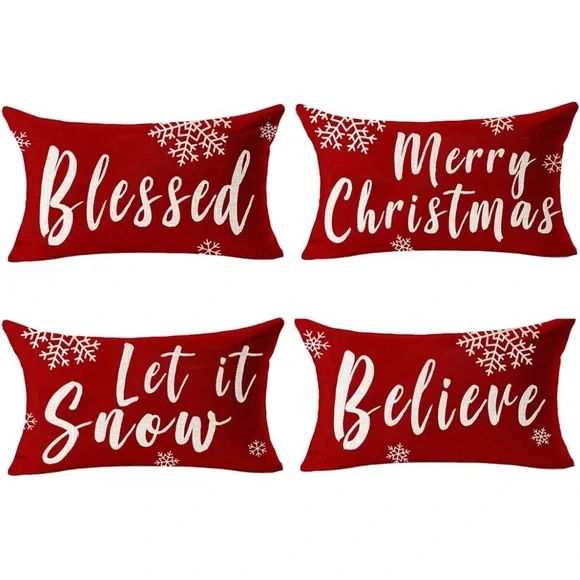 Christmas Holiday Decorative Throw‎ Pillow Covers - Covers Only - 4 Covers - New