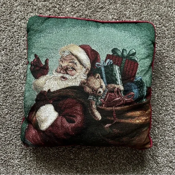 American Weavers Vintage Santa Tapestry Christmas Throw Pillow
