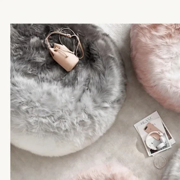 RH Teen‎ Kashmir Faux Fur Bean Bag Slip Cover Only Ombre White Gray Restoration
