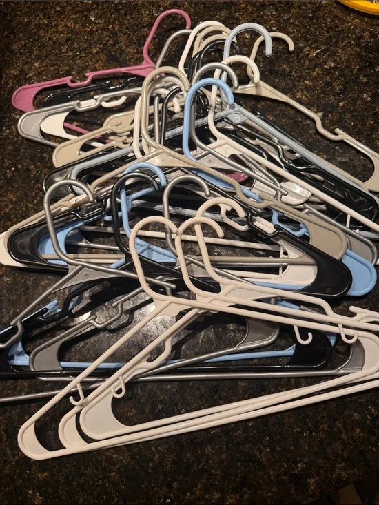 Set of Mixed Colors Plastic Clothing Hangers - Set of 30 HANGERS