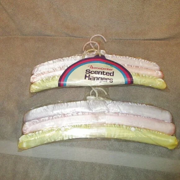 Vtg Satin Padded Hangers Set Of 6 Princess Boudoir Lingerie Bridal Purple NEW