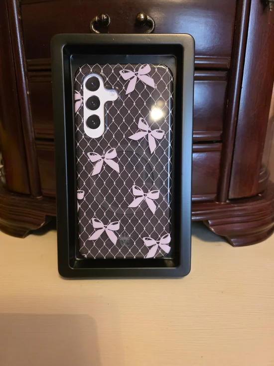 Samsung S26 Velvet Caviar Pink Bow Pattern Phone Case + Magnetic Grip Ring