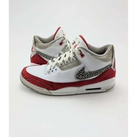 Mens Jordan 3 Retro 'Tinker White University Red' Shoes CJ0939-100 Size 10.5