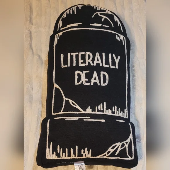 Celebrate Together Black and White 'Literally Dead' Tombstone Plush Pillow-Large
