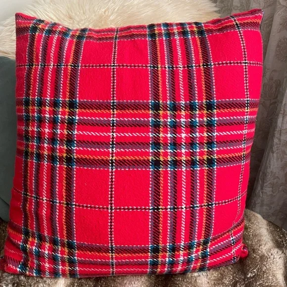 Têxteis Penedo Christmas Plaid Red Holiday Throw Pillow Accent Pillow 20x20