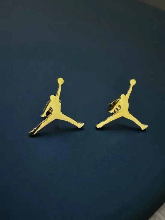 Jordan Earrings - Gold Studs - Gold Earrings - Stainless Steel - Jordan Jumpman