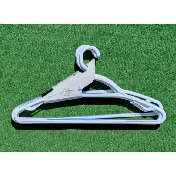 Mainstays Non-Slip Suit Clothing Hangers 5 Pack Swivel Neck White & Blue NWT