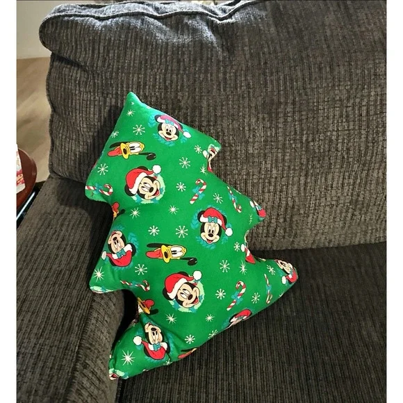 Handmade Christmas Tree Green Accent Decor Pillow Mickey Mouse 16