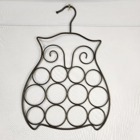Metal Owl Figural Scarf Belt Hanger Holder Accessory Organizer Dark Olive Brown