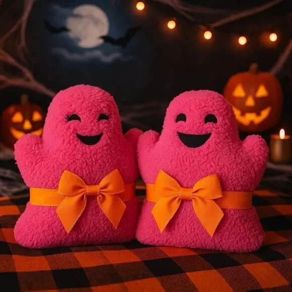 🎃 NOVOGRATZ Halloween Pink Ghost Pillow Set Girl & Boy Plush–Limited Edition 🎃