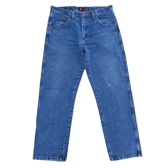 Wrangler 31MWZGK Relaxed Fit Jeans Mens 34x31 Blue‎ Denim Straight Leg Workwear