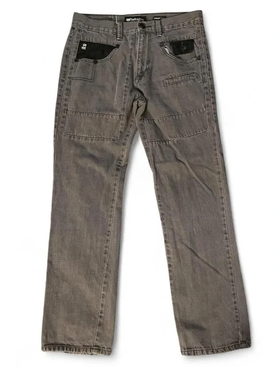 Vintage Ecko Unltd. Straight Fit Grey Wash Moto Style Denim Jeans W34‎ L32