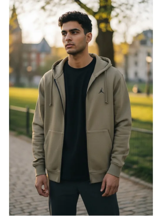 Men's Jordan Olive Green Full Zip Hoodie Size S