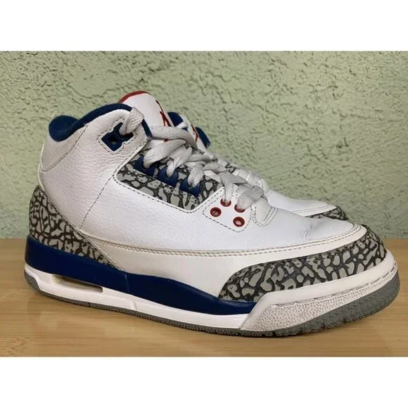 RARE🚀 Nike Air Jordan‎ 3 Retro True Blue 2016 White Red 854261-106 Youth Size 5