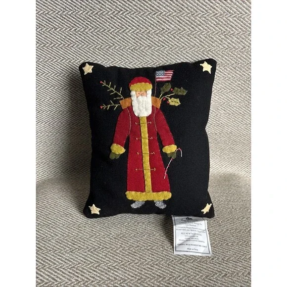 NWT Ragon Felt House Santa Primitive‎ Christmas Throw Pillow