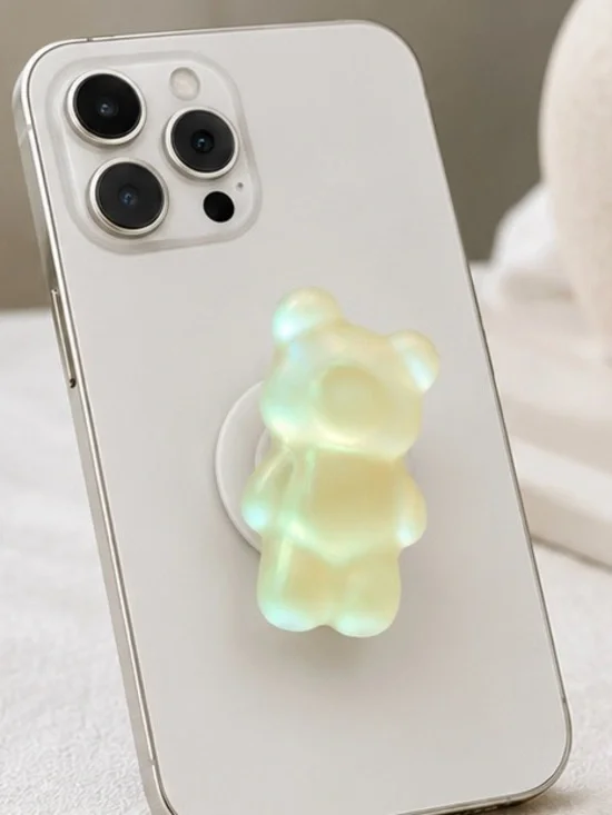 Iridescent Gummy Bear Phone Grip – White