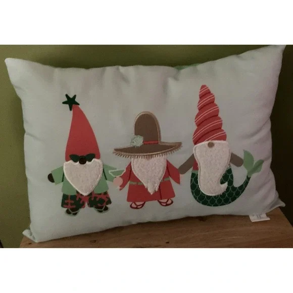 St.‎ Nicholas Square Aqua Beach Gnome Throw Pillow
