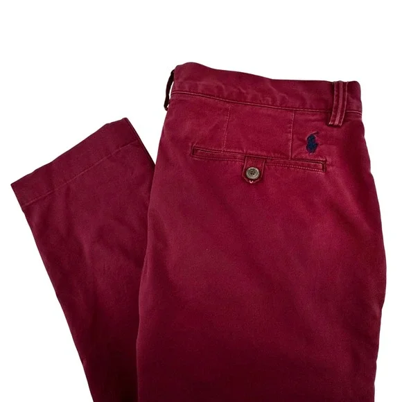 Polo Ralph Lauren Mens 33/30 Burgundy Stretch Straight Fit Chino Pants Maroon