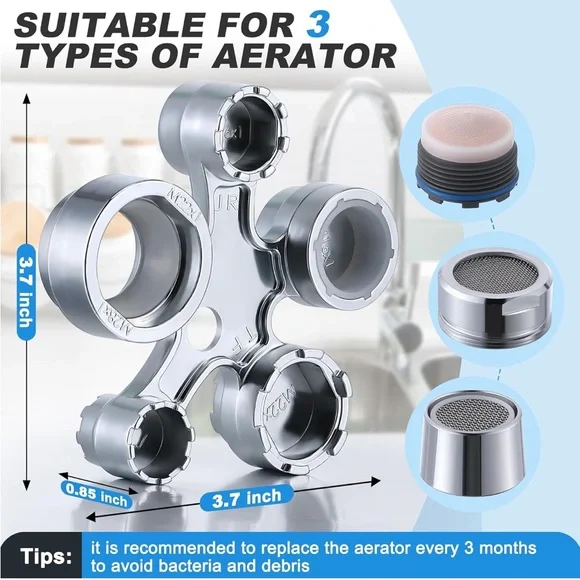 Universal Silver Faucet Aerator Key Wrench - Silver
