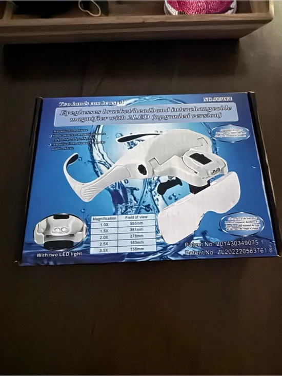 LED Headband Magnifier Visor in White – Adjustable Magnification