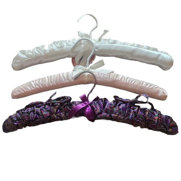 Vintage Satin and Paisley Padded Hangers Set Of 3