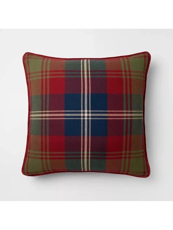 24”x24” Tartan Holiday Plaid Pillow - Threshold™ designed with Studio McGee NEW!
